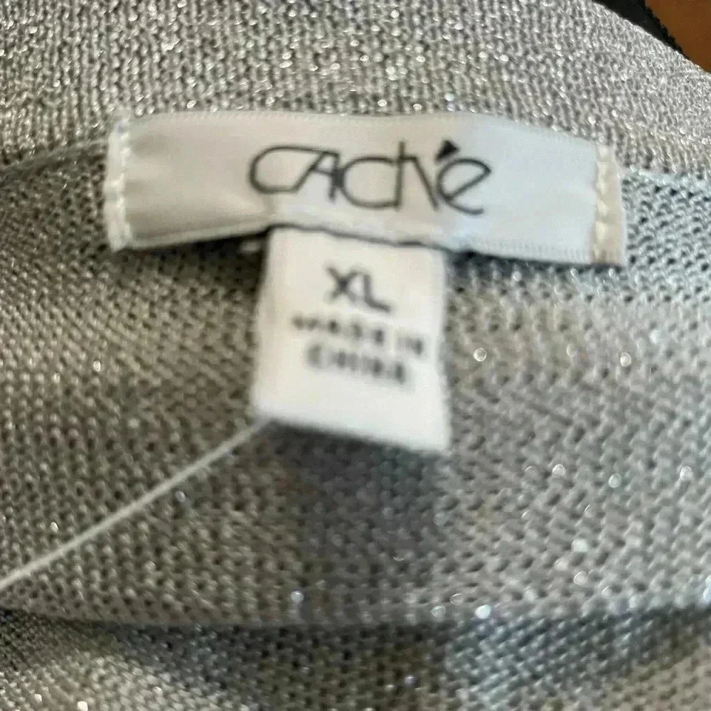 Cach’e Metallic Silver Zip Cardigan Size XL